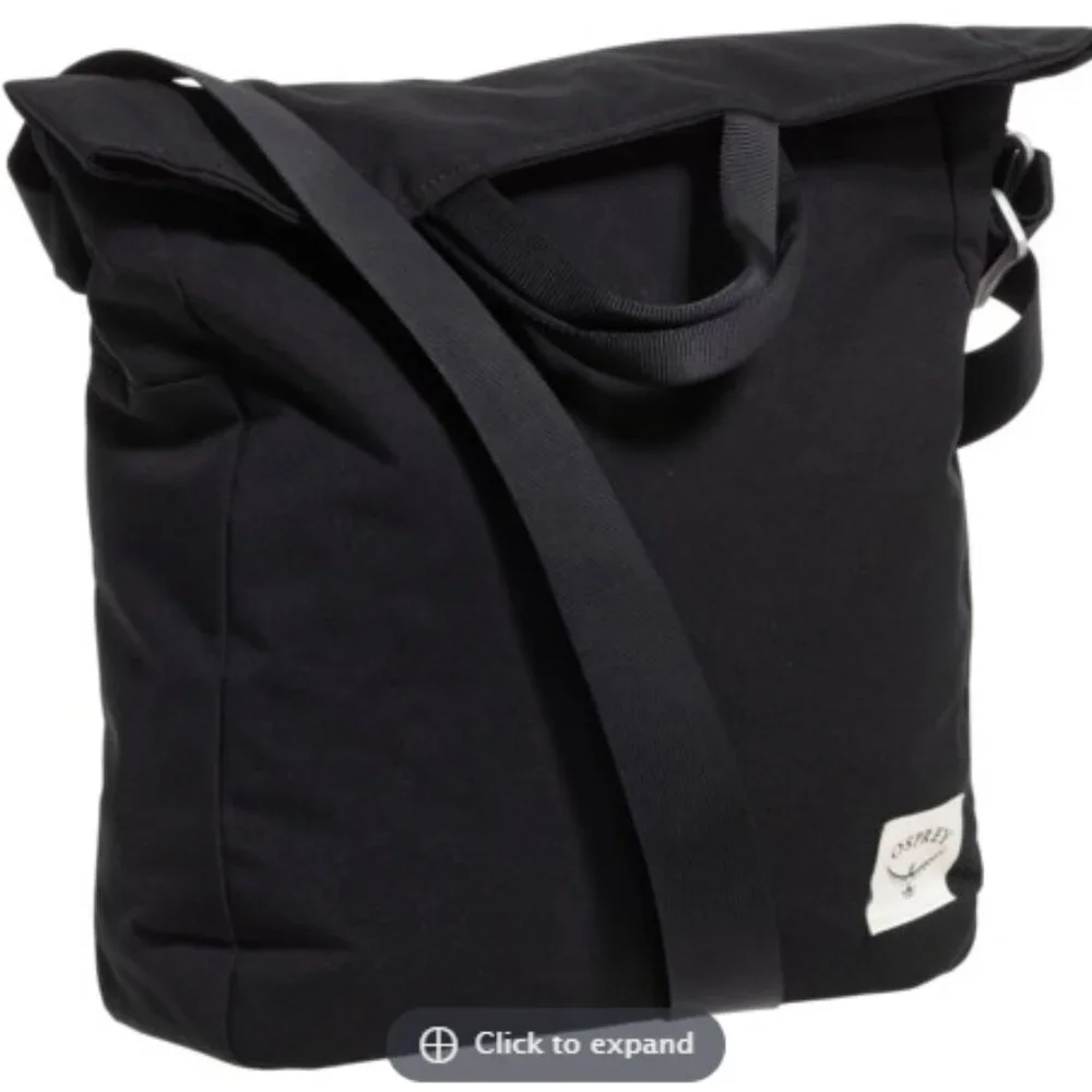 Osprey Men's Arcane Crossbody Bag Black NWT Water Bottle Pocket Tote Foldover
